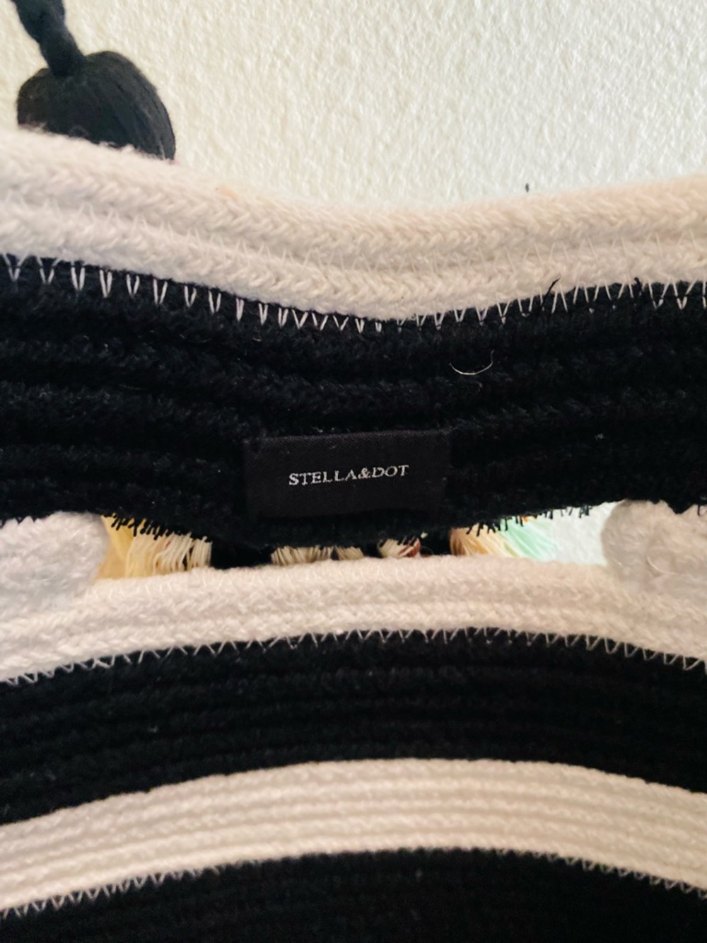 STELLA & DOT FOR Anthropologie Black & White Taj Tassel Tote - Picture 13 of 14